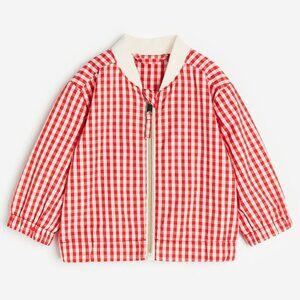 H&M Baby Red Gingham Twill Bomber Jacket - 4 - 6 months